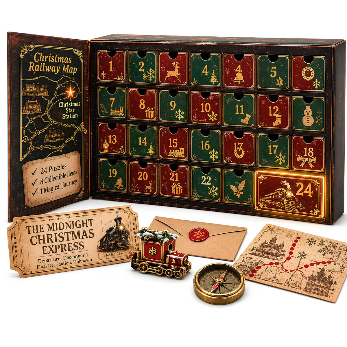 Advent Calendar | 24 Day Mystery Adventure | Escape Room Puzzle Game With 6 Themes | Family Holiday Activity