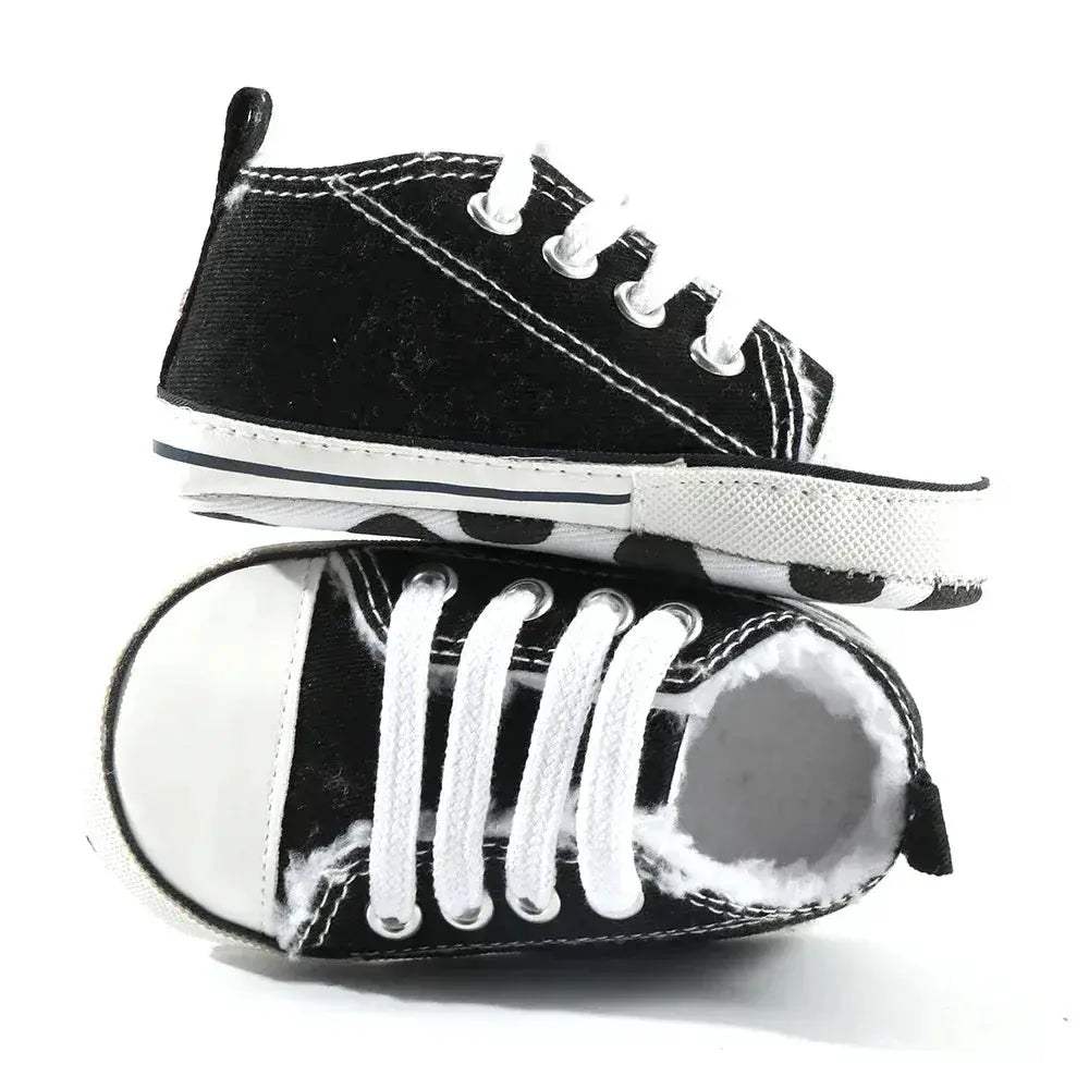 Star Print Canvas Baby Sneakers First Walkers Anti Slip Shoes - ToylandEU