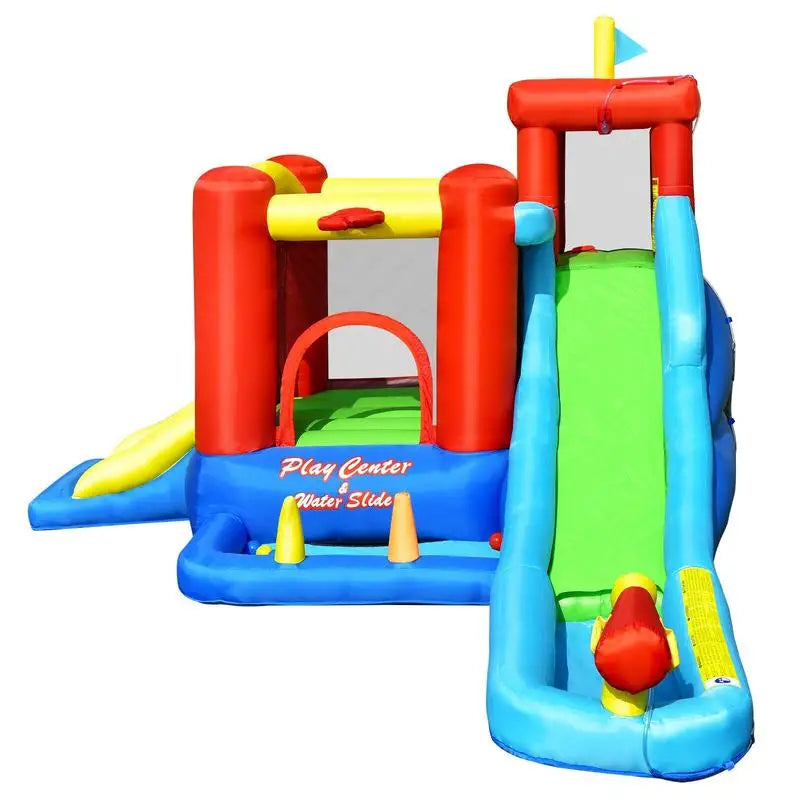 9-in-1 Inflatable Water Slide Bounce House Without Blower