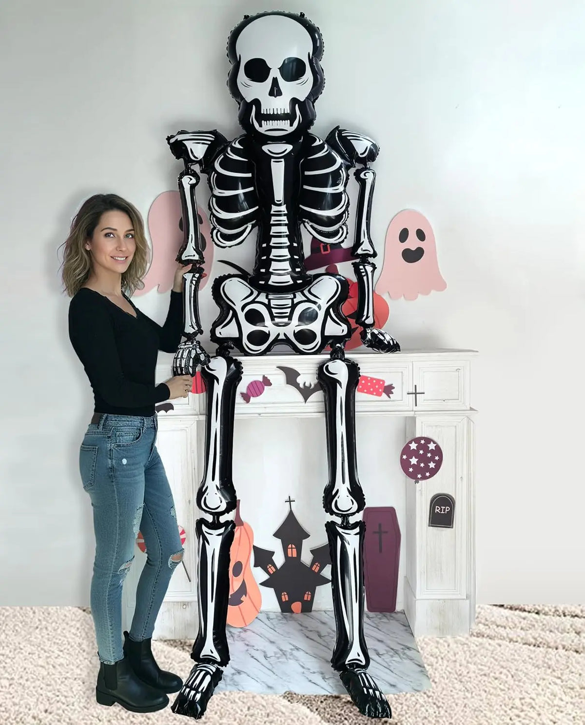 Halloween Pumpkin Balloons | Giant Standing | Mylar Foil | 4 Pack Party Decor