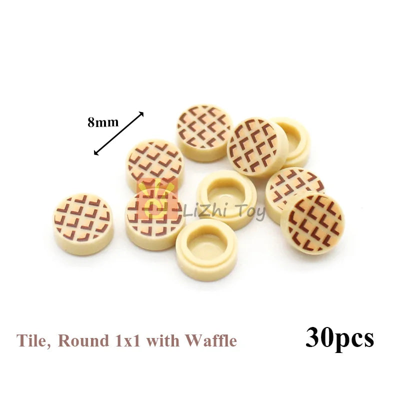 Printed Round 2X2 Building Blocks | Universal Fit | Pizza Clock Graphics