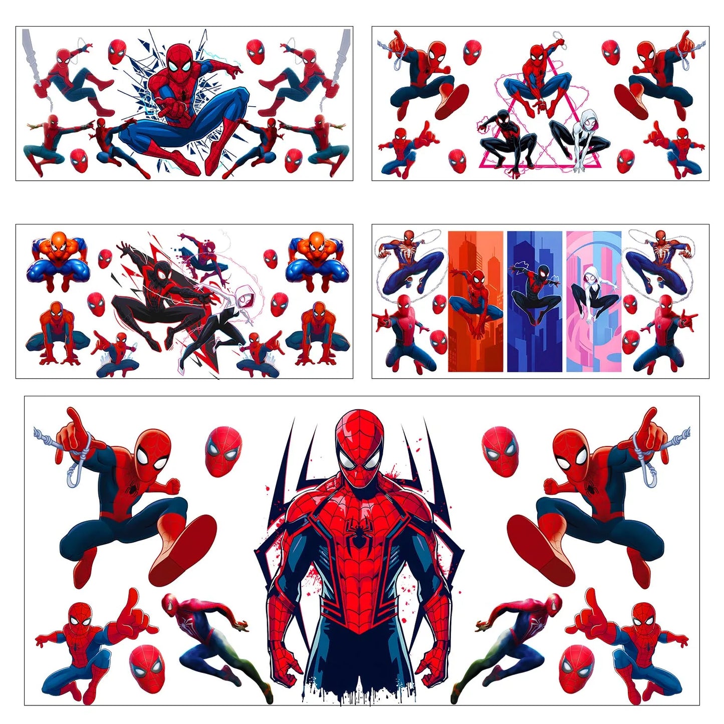 UV DTF Transfer Stickers | Super Hero Cartoon | 5pc Set | 16oz Cup Wraps