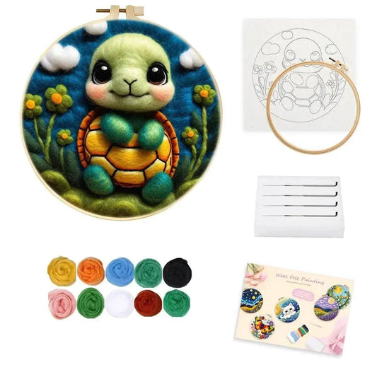 GATYZTORY DIY Wool Painting Kit With Frame Felting Needles Handmade Picture Kit Hot Air Balloon For Home Decors Crafts Gift - ToylandEU™