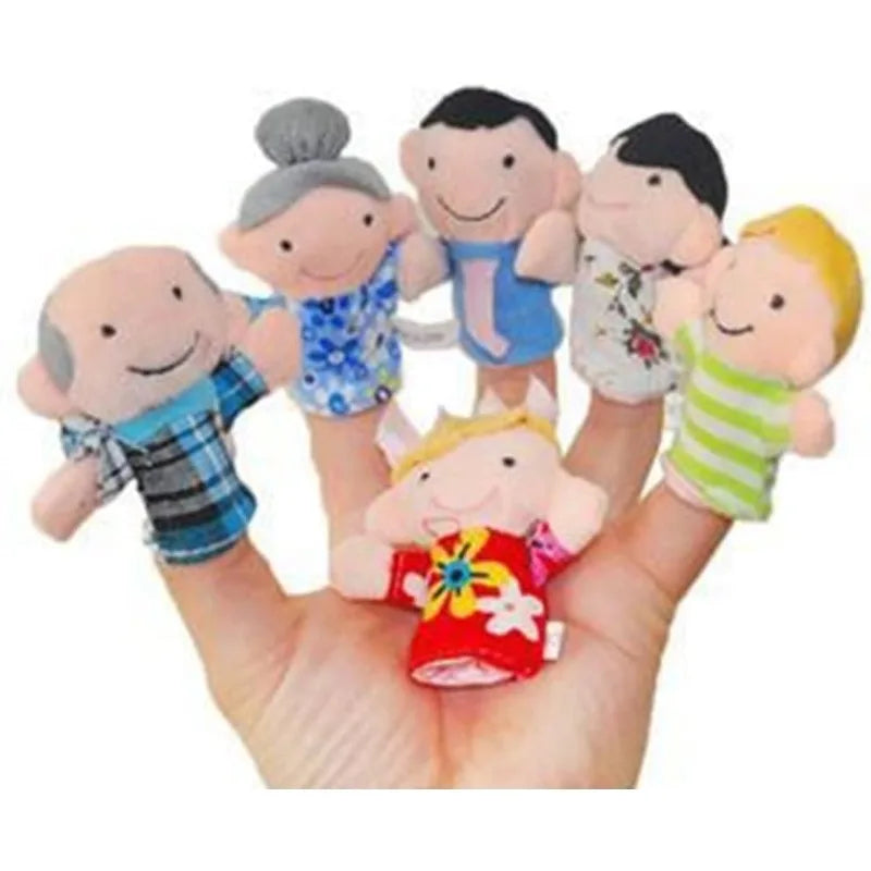 Cloth Finger Puppets | Soft Fabric Weave | Funny Animal Faces | Six Pack Kids Toy