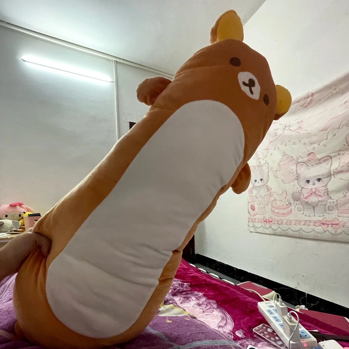 Rilakkuma Plush Body Pillow | 100 cm Length | PP Cotton Filling | Brown Bear