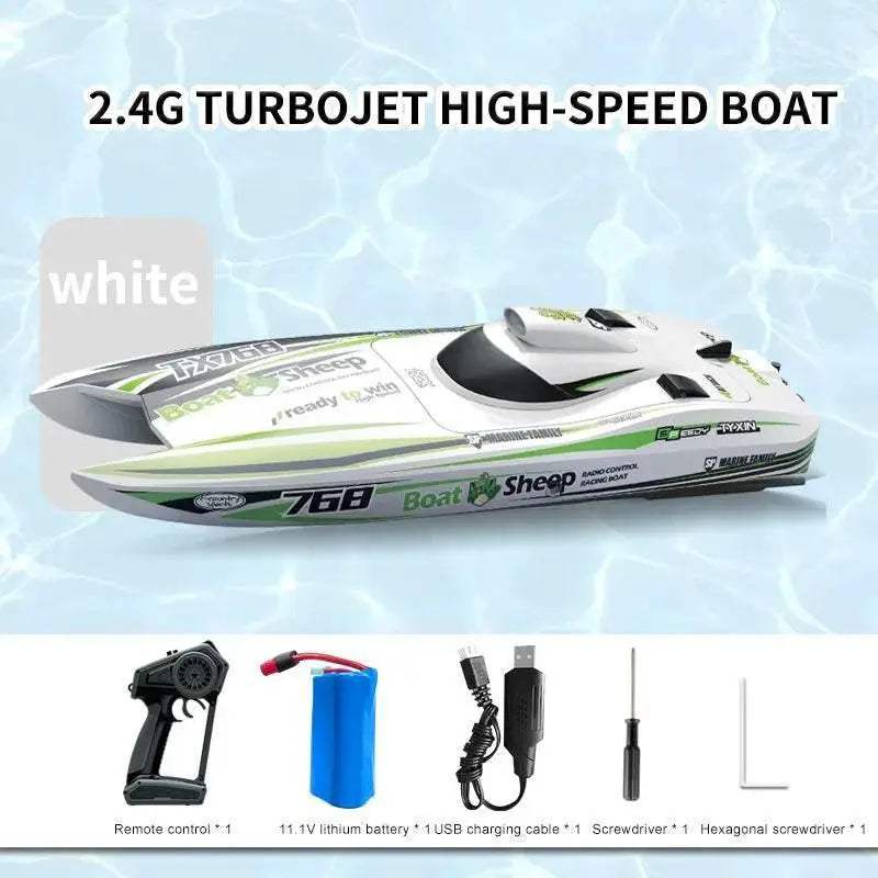 RC High-Speed Brushless RC Jet Boat 30km/h - Waterproof 2.4G Remote Control Speedboat for Kids - ToylandEU