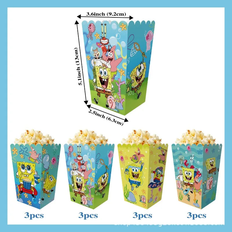 Foldable Paper Snack Box | SpongeBob Print | Disposable | Kids Party