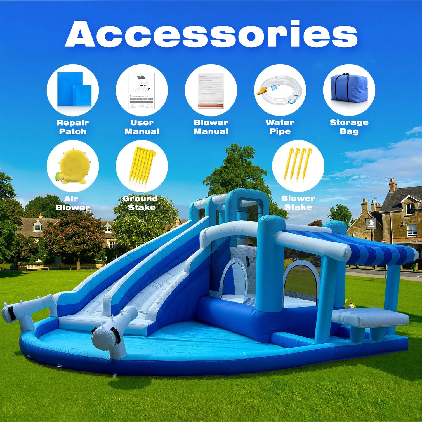 Double Water Slide Inflatable Bounce House For Kids And Adults