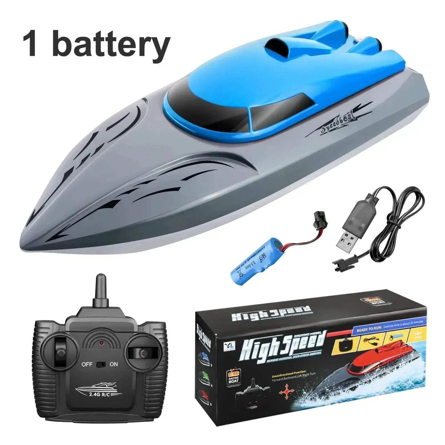 RC High-Speed 2.4G Remote Control RC Boat - 20km/h Rechargeable Waterproof Toy for Kids - ToylandEU