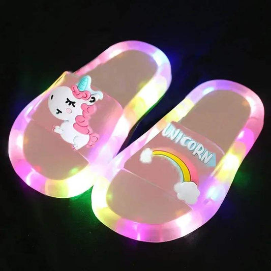 Children‘s Boys Girls Slippers Cartoon Unicorn Animals Prints Shoes Lighted Fashion Cute Shoes Bathroom Kids Toddler Slippers - ToylandEU