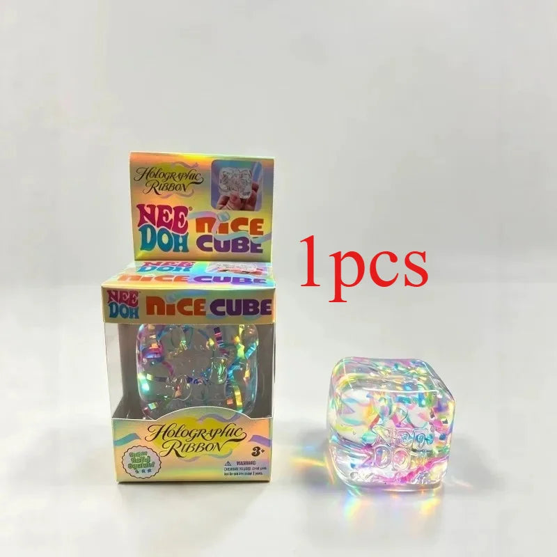 Stress Relief Squishy Cube | For Ages 14+ | Coffee Chocolate And Holographic