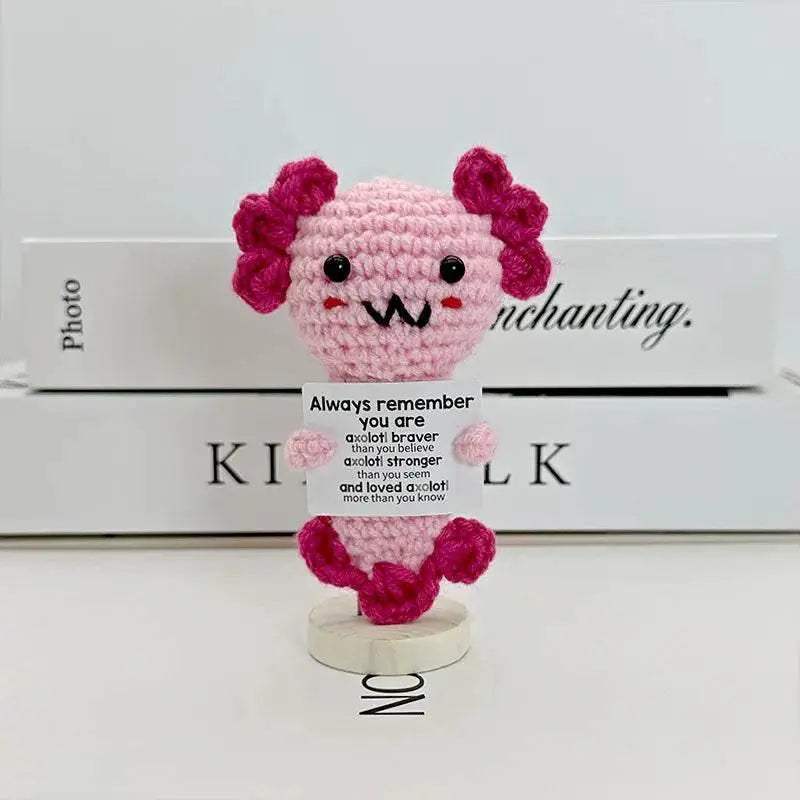 Funny Positive Crochet Sunshine Doll Desktop Ornament Handmade Cheer Emotional Support Sun with Card Home Party Decor - ToylandEU