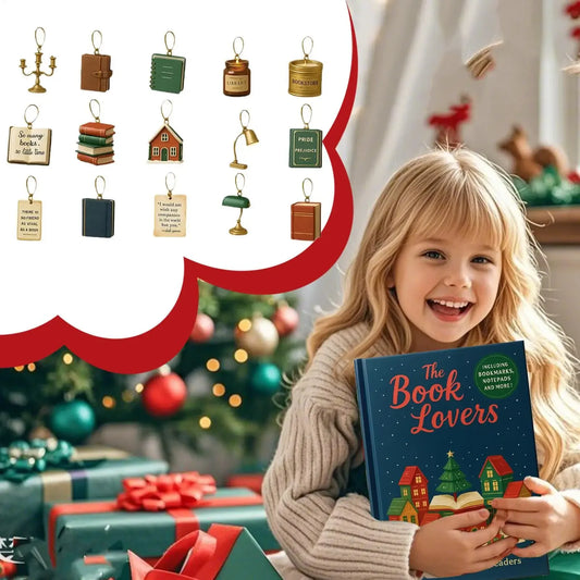 Advent Calendar | 25 Day Book Lovers Ornaments | Pendant Countdown | Desktop Shelf Wall Party Favors