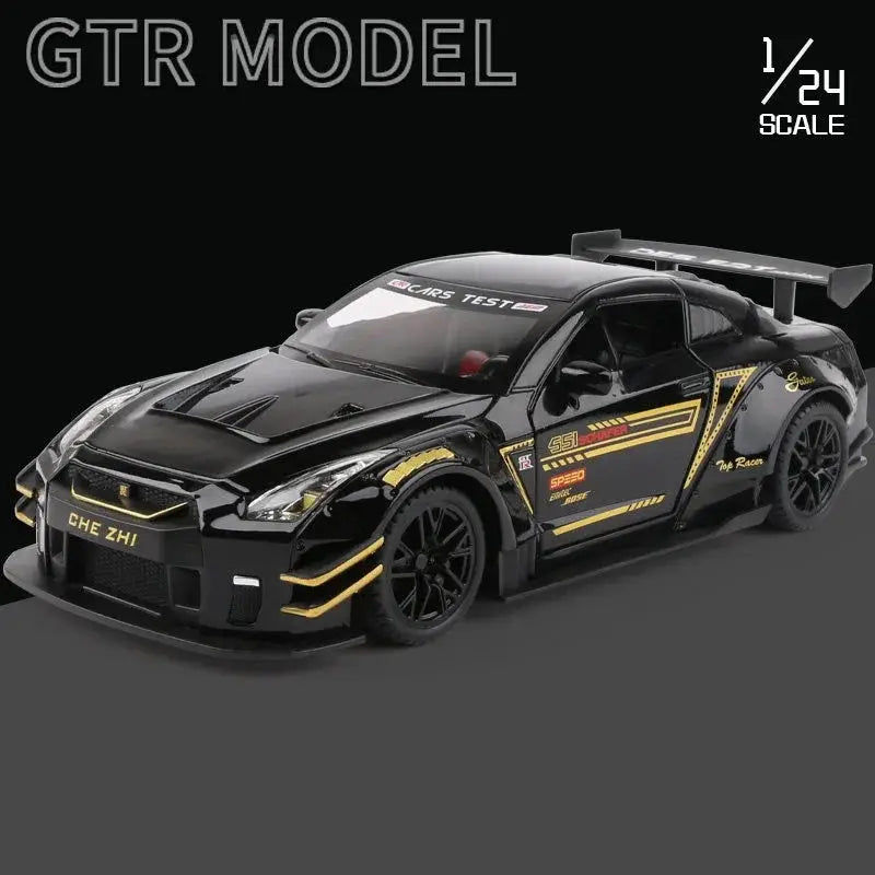 1:24 Skyline Ares Nissan GTR R34 R35 Alloy Sports Car Model Diecast Metal Racing Car Model Simulation Sound and Light Kids Gifts - ToylandEU