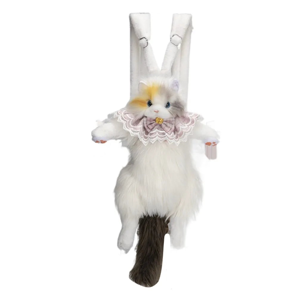 Long Haired Cat Backpack Plush Doll With Realistic Design