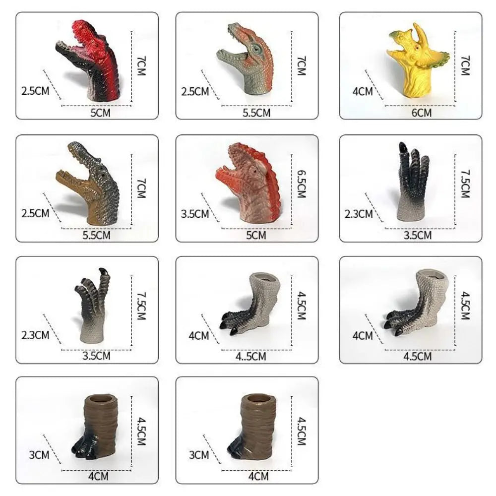 Dinosaur Finger Puppets | Rubber | Cartoon Design | 8cm Mini