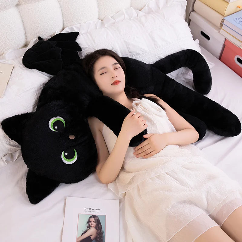 Black Cat Pillow | Winged Design | Toylandeu™