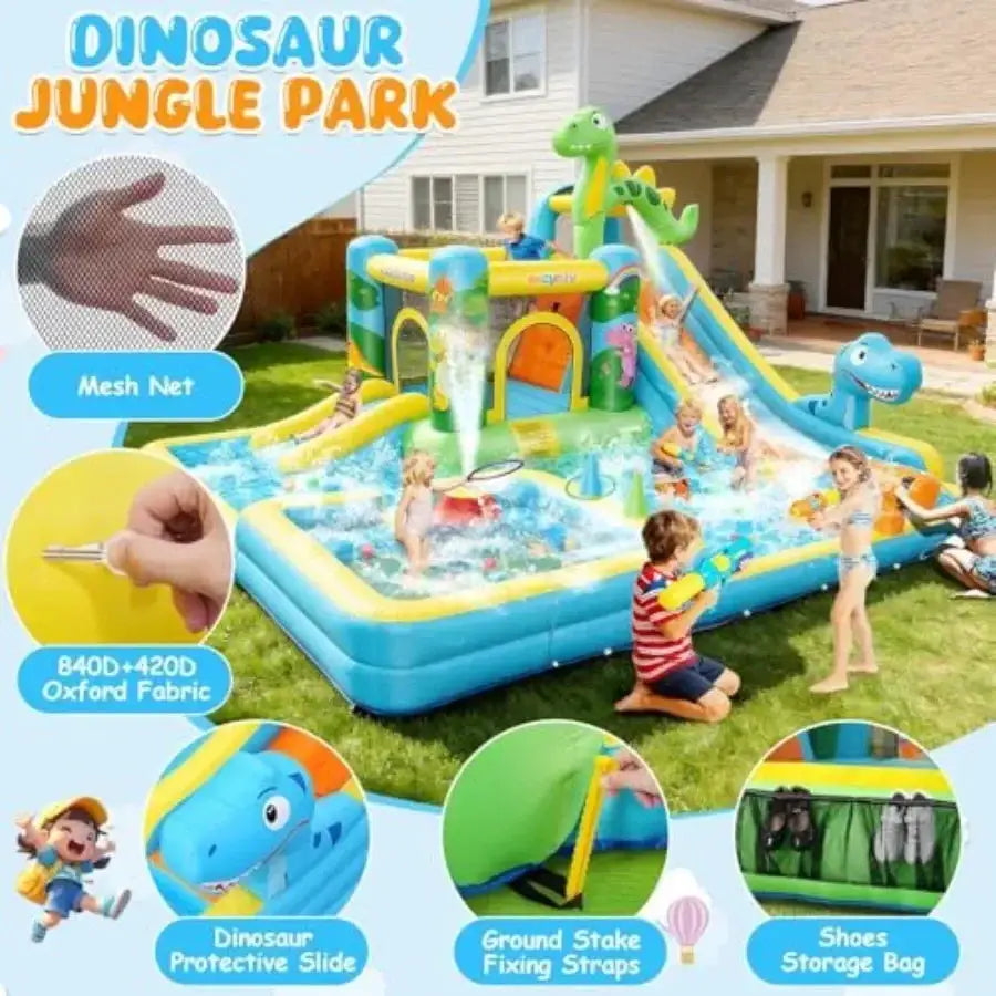 Inflatable Water Slide Bounce House for Big 8-2, Large Bounce House with Water Slide, Long and Short Slides, Splash Pool, Boxin - ToylandEU