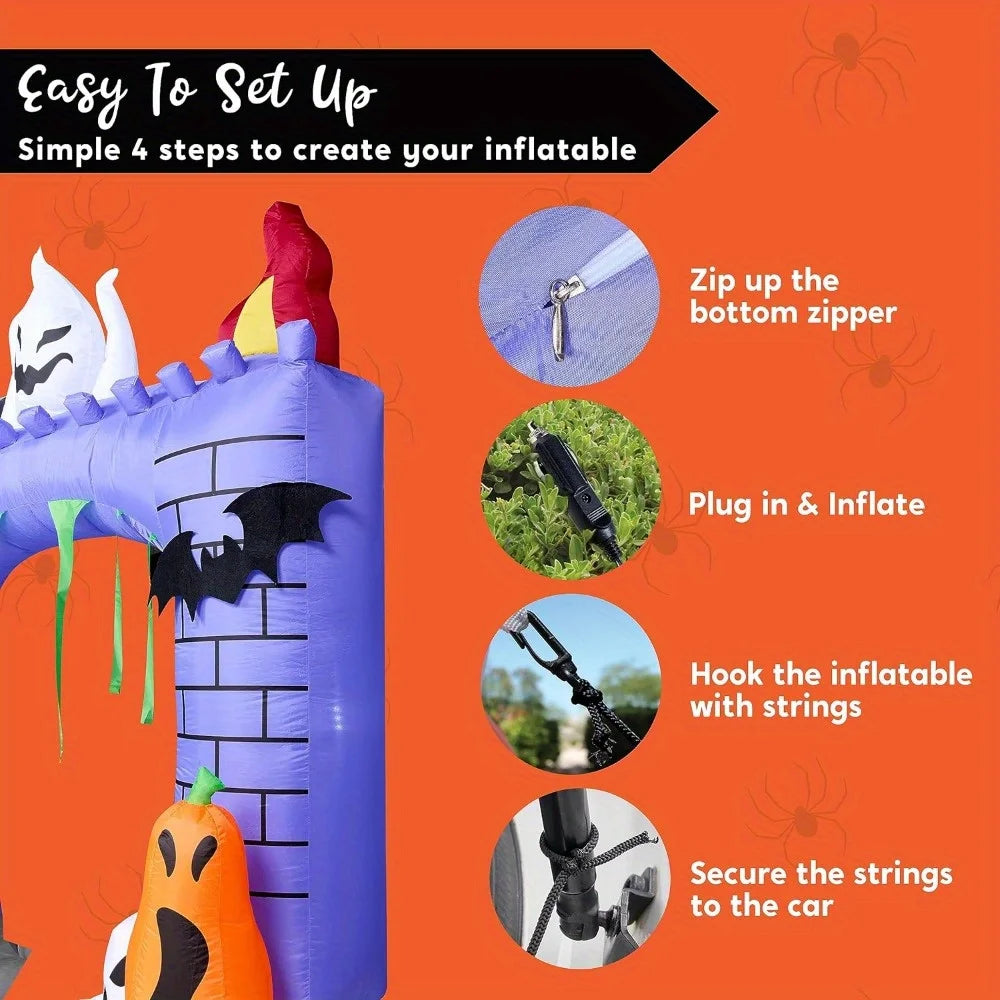 Halloween Inflatable Castle | 6 Ft | Built In Leds | Outdoor Lawn