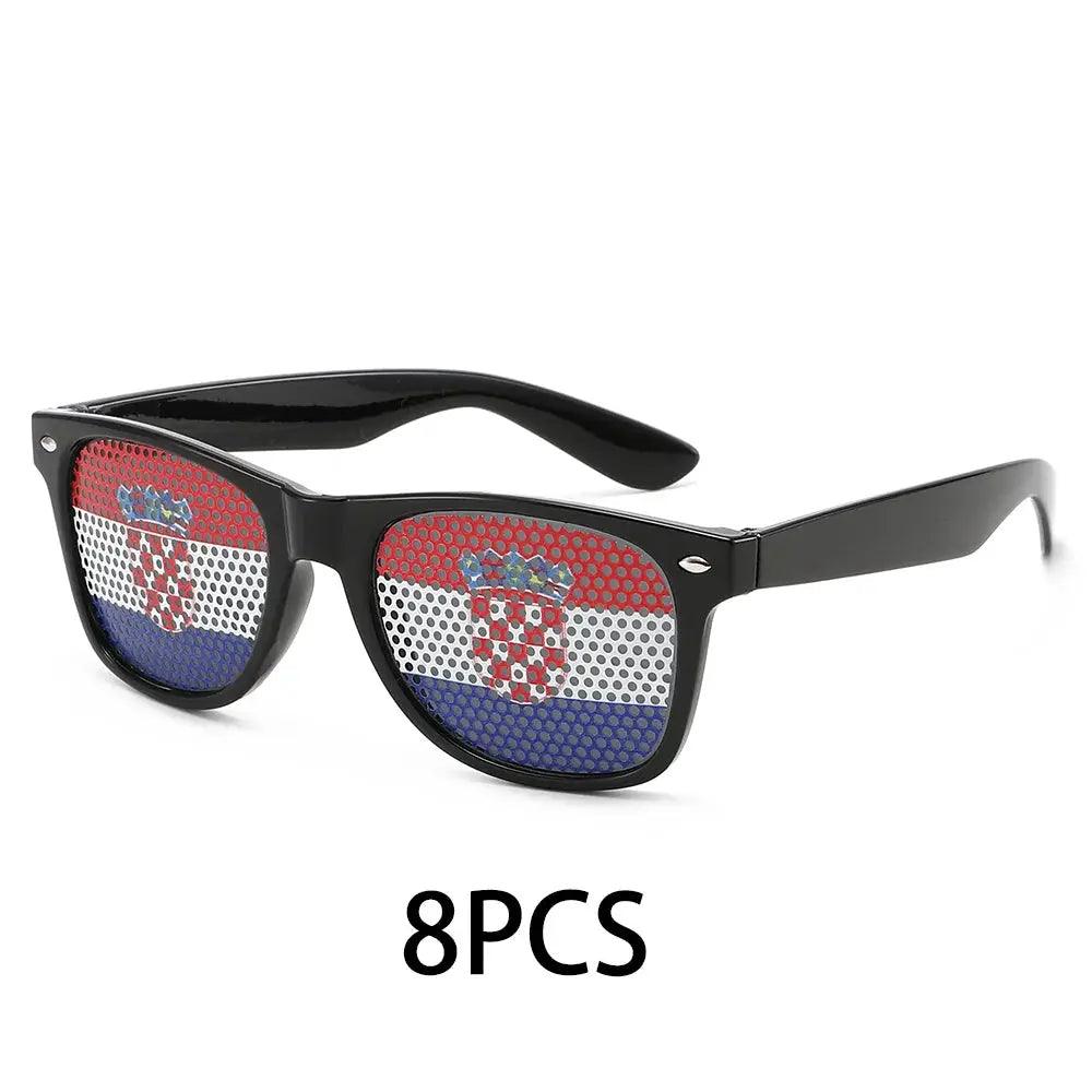 8PCS HD Vision Flag Sunglasses Football Match Fans Sun Glasses Comfortable Anti-slip Legs Sports Party Eyewear - ToylandEU