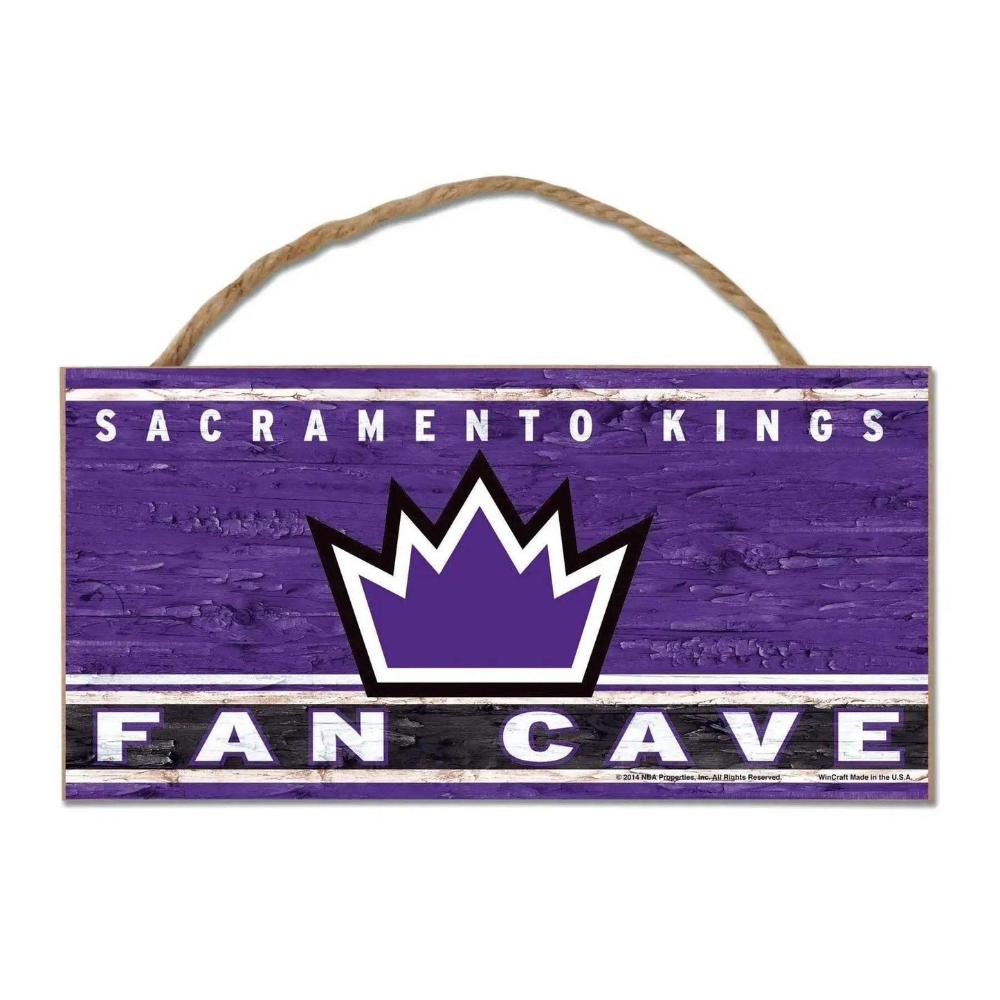 Sacramento Kings Wood Sign 5x10 With Rope Fan Cave Decor - ToylandEU™