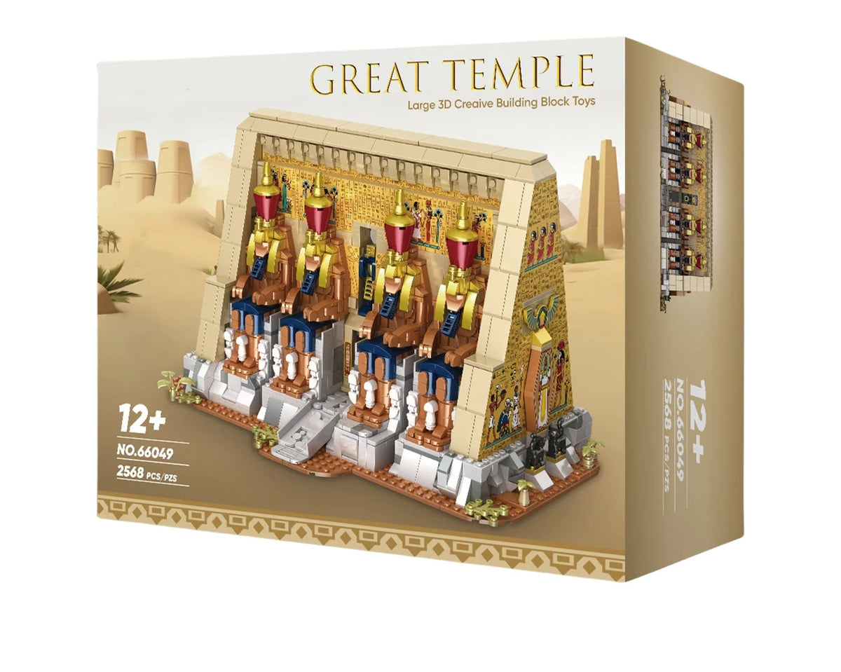 Temple Building Blocks | 2666 Piece Set | Carved Hieroglyphs | Adult Display