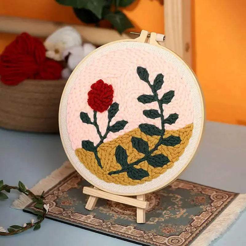 Beginner's Floral Punch Needle Embroidery Kit - All-in-One Crafting Set for Creative Projects - ToylandEU