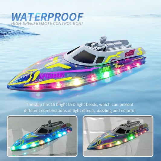 2.4G RC Speedboat With Bright LED Lights For Kids Enjoy - ToylandEU