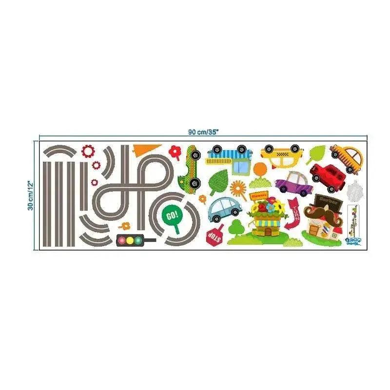 Safe 45x60cm Cartoon Car Track Stickers Toyland EU - ToylandEU™