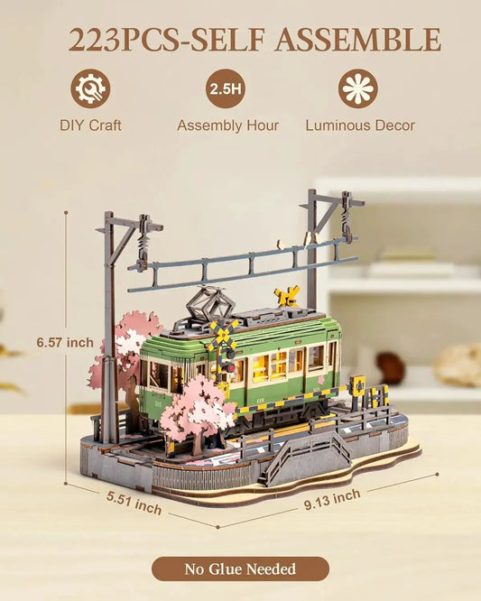 Sakura Journey Tram 3D Wooden Puzzle With LED Lights - ToylandEU™