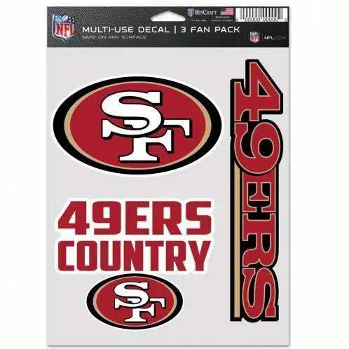 San Francisco 49ers Decal Set Three Pack Indoor Outdoor Use - ToylandEU™