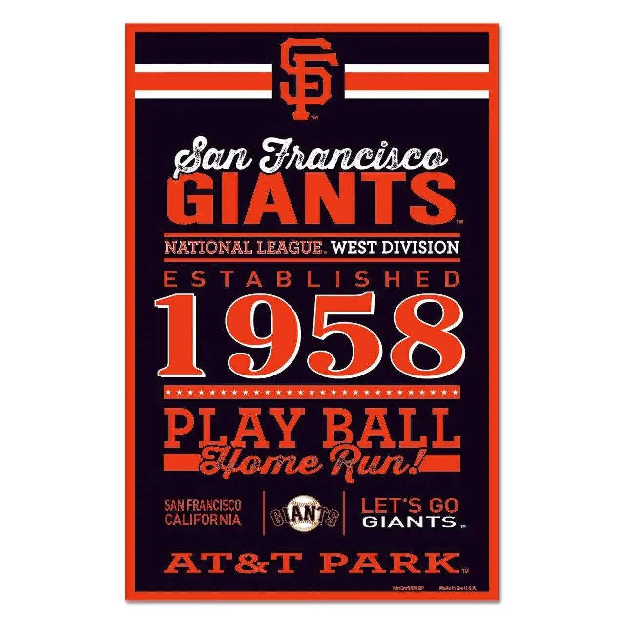 San Francisco Giants 11x17 Wood Sign Established Design - ToylandEU™