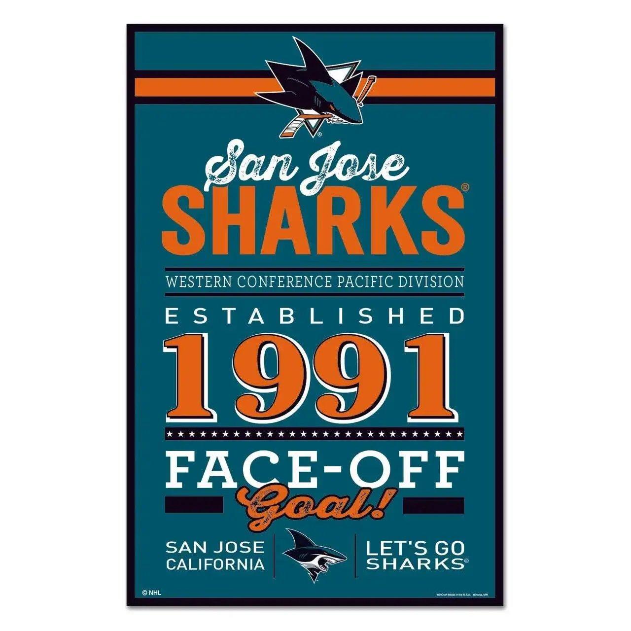 San Jose Sharks 11x17 Wood Sign Established Design Colors - ToylandEU™