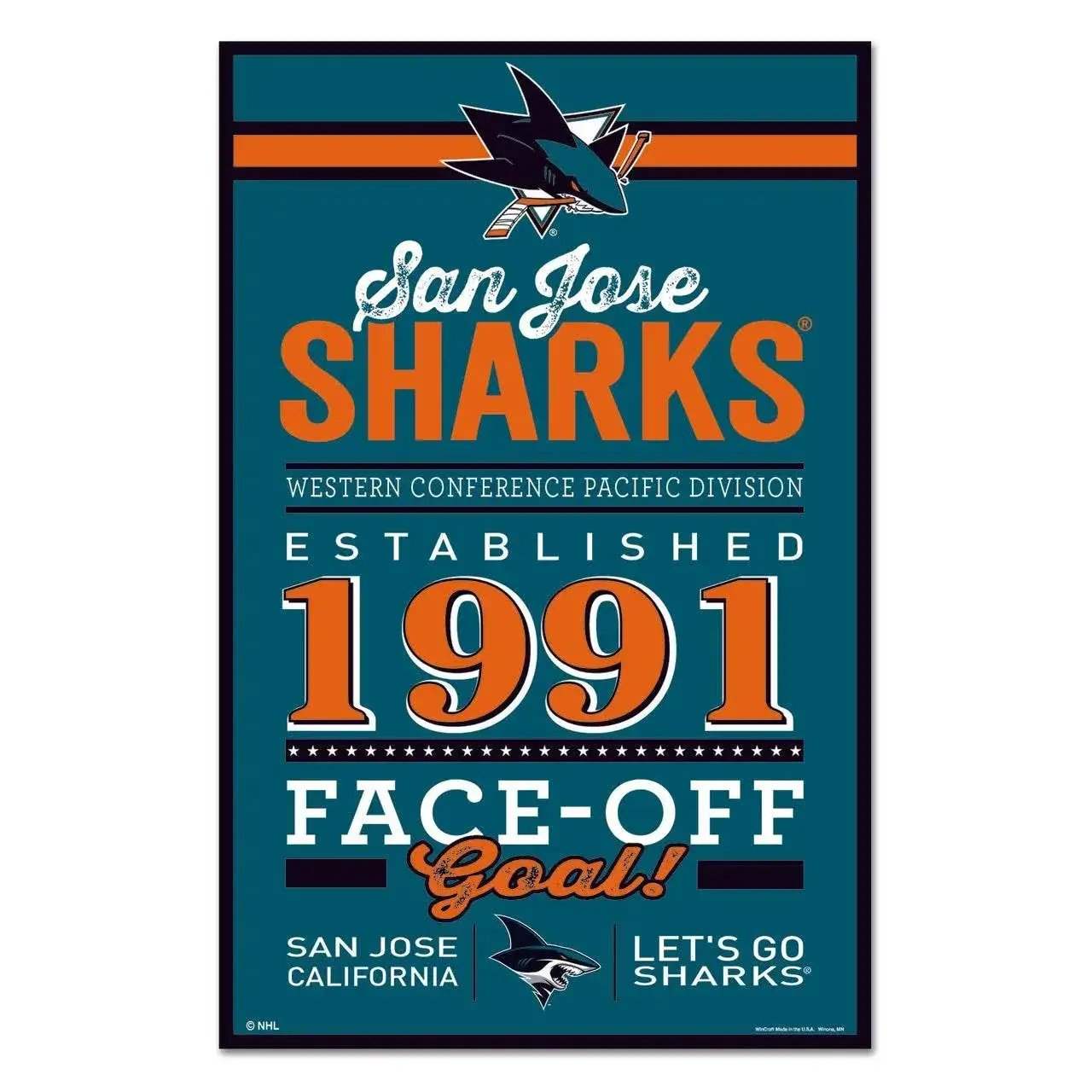 San Jose Sharks 11x17 Wood Sign Established Design Colors - ToylandEU™