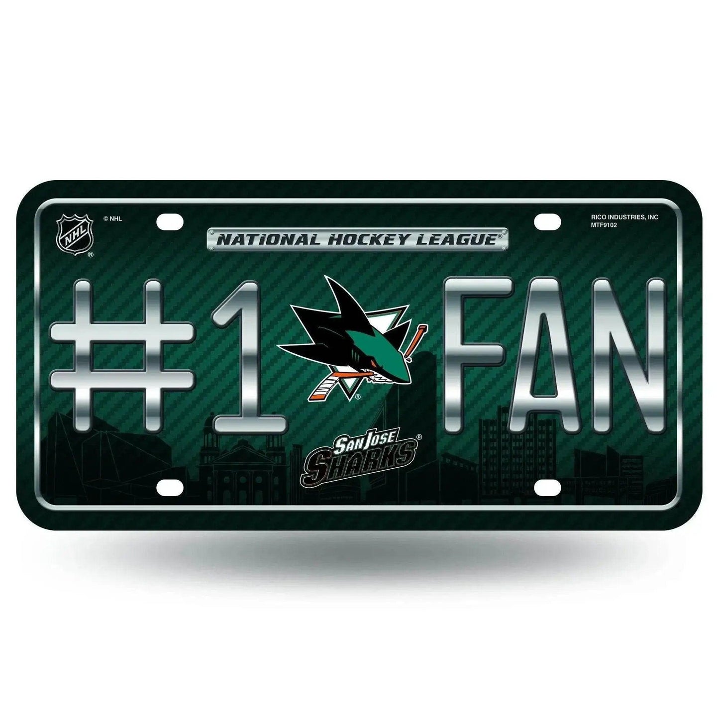 San Jose Sharks License Plate Aluminum 6 By 12 Fan Rico - ToylandEU™
