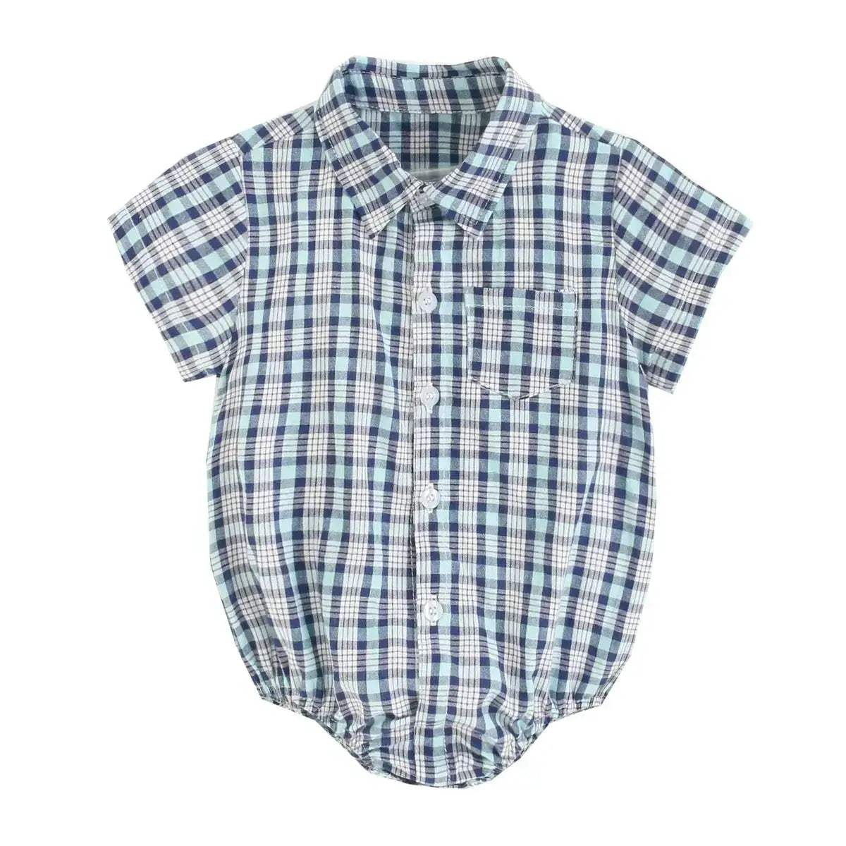 Sanlutoz Cotton Baby Bodysuits Short Sleeve Summer Plaid for Baby Boy - ToylandEU