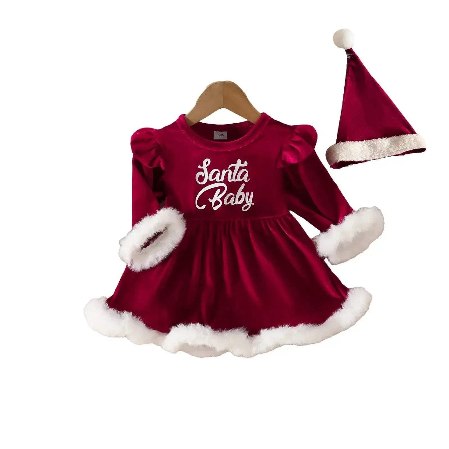 Santa Baby Velvet Christmas Dress For Newborn Girls - ToylandEU