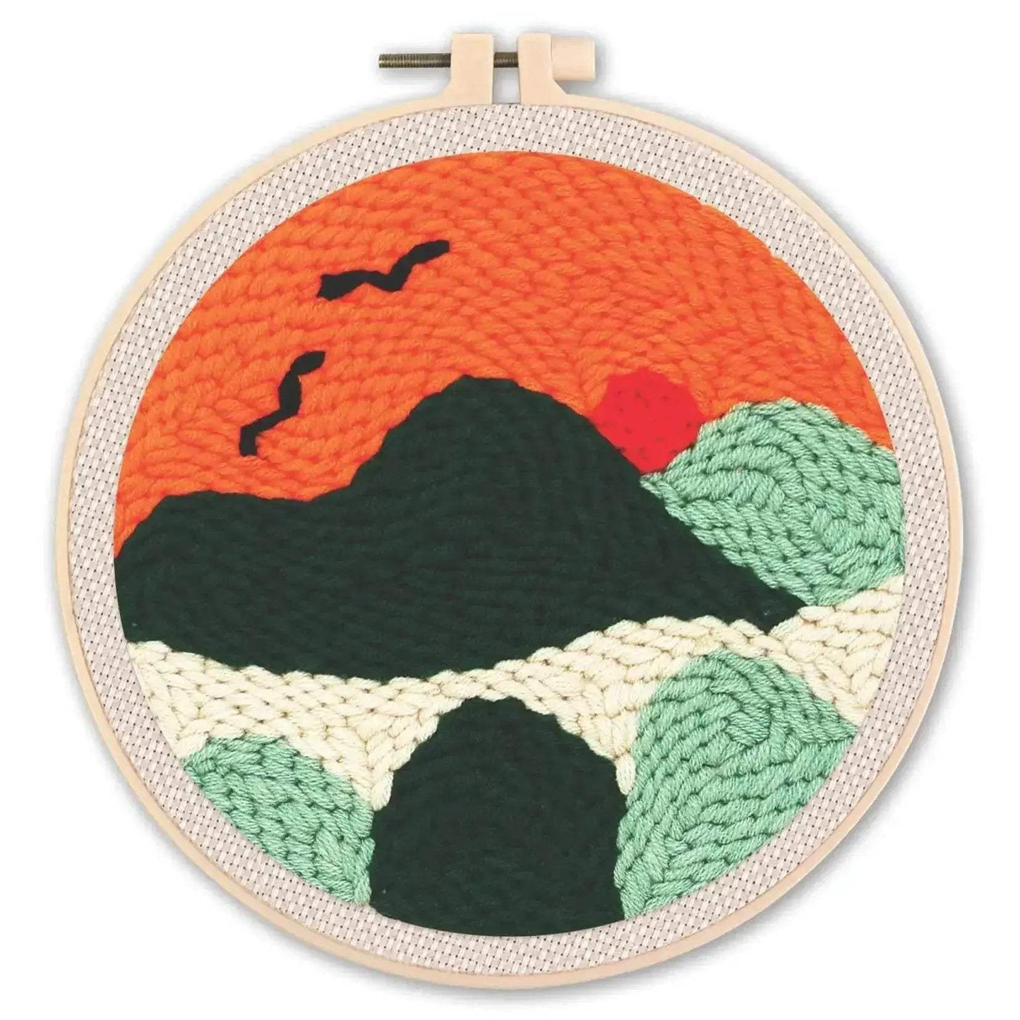 Beginner-Friendly Punch Needle Embroidery Kit - Mountain Scenery with Yarn for DIY Home Decor - ToylandEU