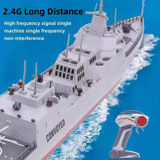 60CM Large Dual Motor Electric Remote Control Boat Toy 2.4G Off Water Sensing Shooting Water Simulation Electric RC Boat Model - ToylandEU