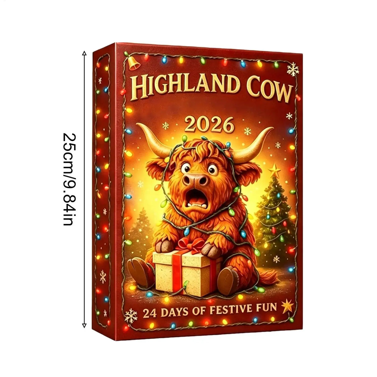 Advent Calendar | 24 Highland Cow Ornaments | 2D Acrylic Christmas Tree Decor | Daily Countdown Gift