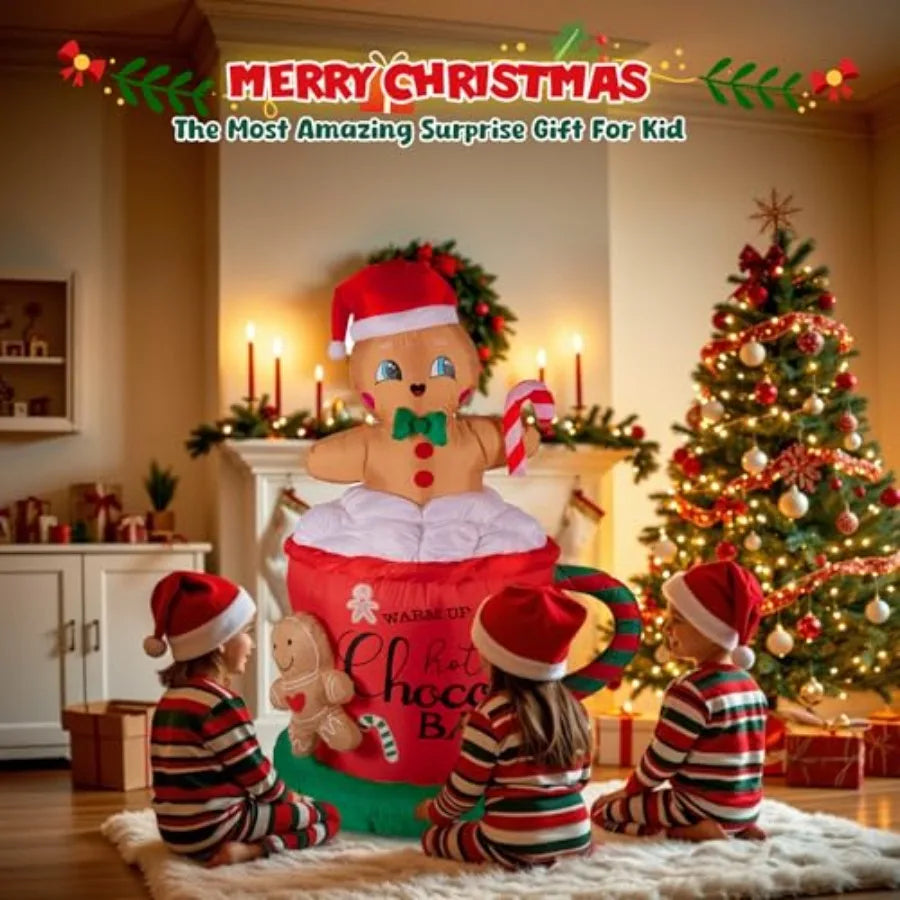 Inflatable Gingerbread Man | 6.5 Ft Tall | Weatherproof Led | Seasonal Yard Decor