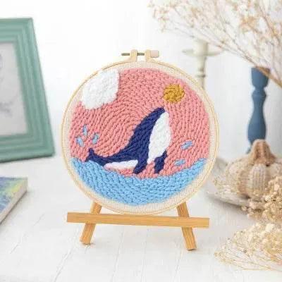  Punch Poke Needle Embroidery Starter Kits Craft Dolphin Swan Flamingo Kids Children Funny Easy DIY Needlework Set For Beginner - ToylandEU™