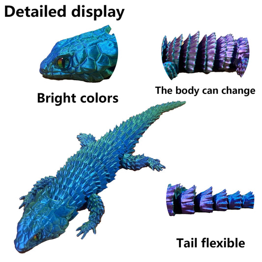 Vibrant 3D Printed Lizard Statue For Colorful Home Decor Gift
