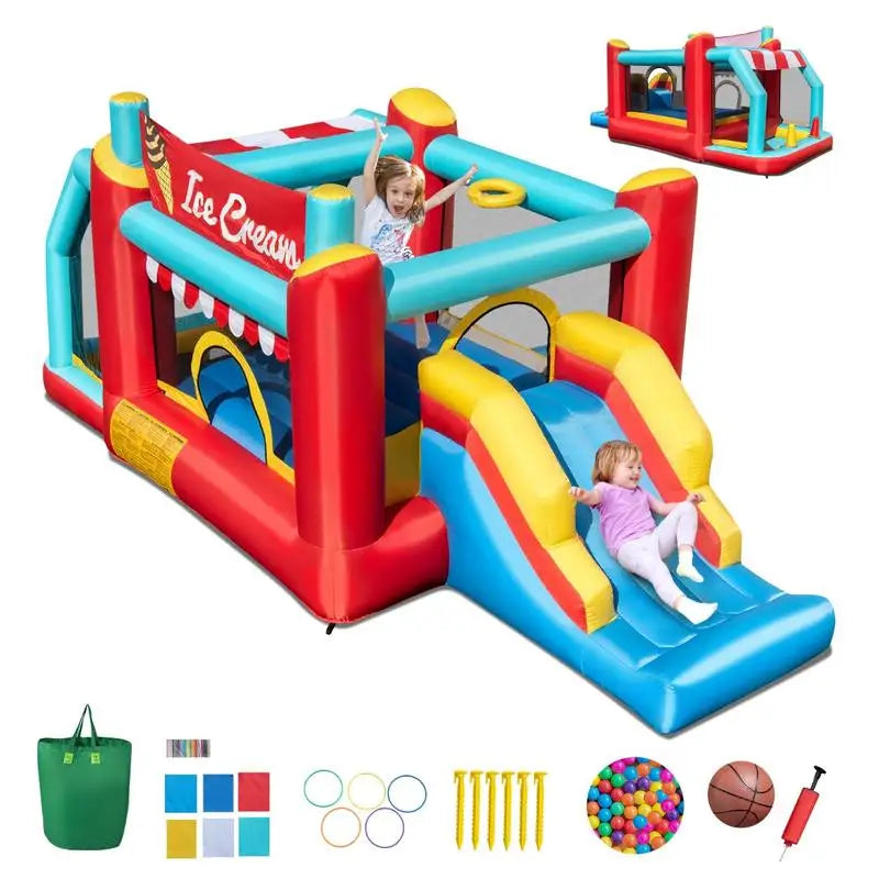 Five-In-One Inflatable Bounce House With Ball Pit And Slide