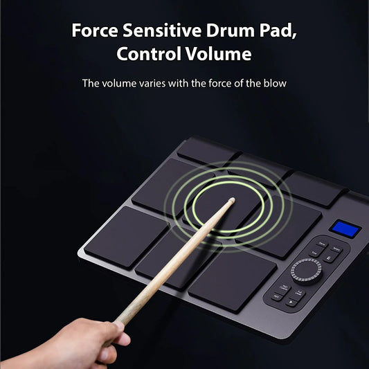 Portable Electronic Drum Set With 9 Pads And MIDI Controller