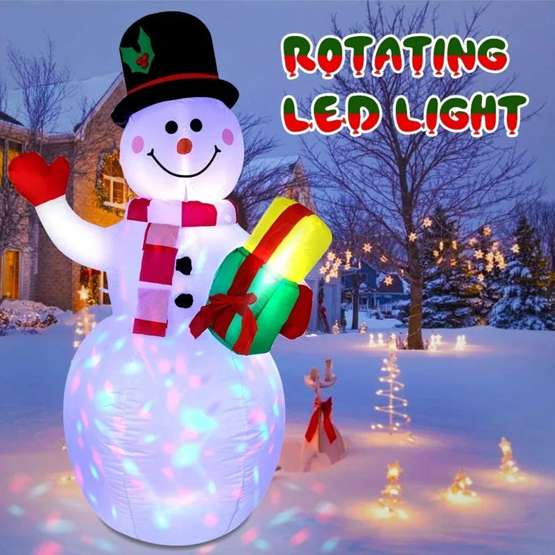 5FT Christmas Snowman Inflatable | Red Gloves Design | Rotating LED Lights