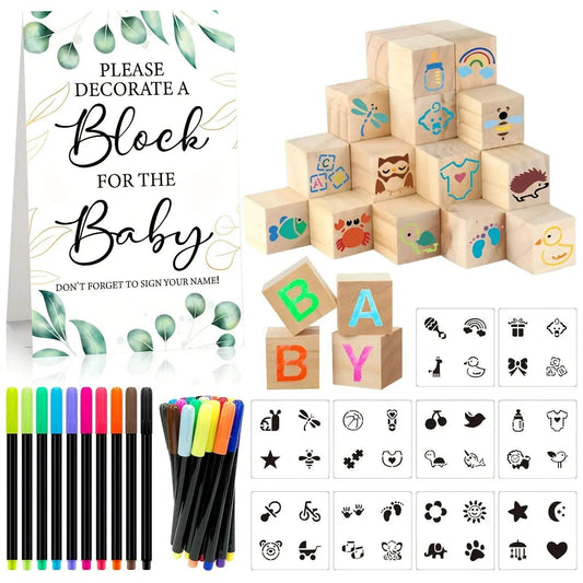 51/30pcs Wooden Block Party Game Kit for Shower Decorative Block Game Sign 30 Wooden Blocks Classic Colors No Electricity Needed Non-Prop Banknotes Featherless - ToylandEU