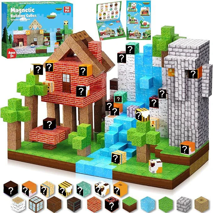Magnetic Building Blocks | Mine World Cube Set | STEM Toy | Ages 3 Plus