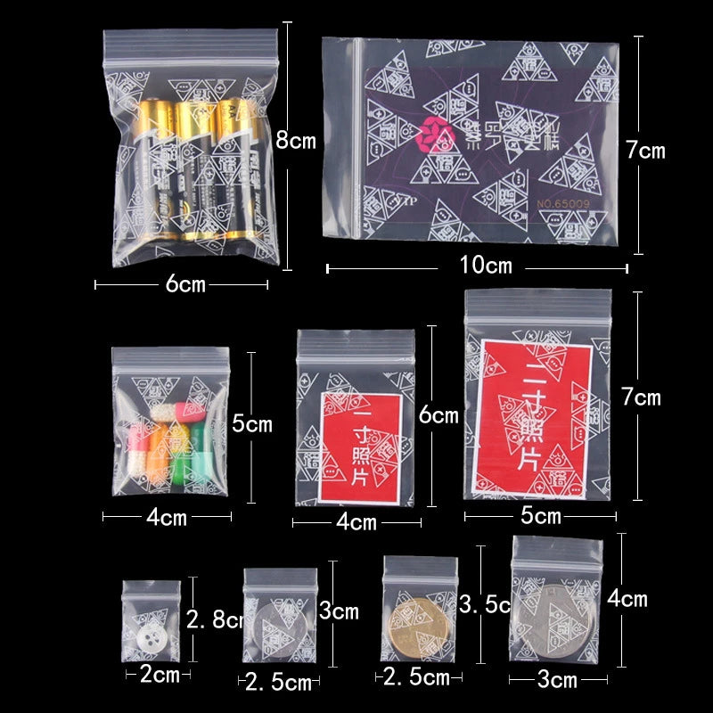 Zipper Bags | Plastic | Transparent | Cartoon Mini 100pcs