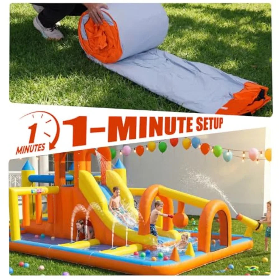15ft Backyard Inflatable Water Slide Park Ages 6-12 Splash Pool
